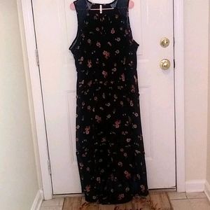 Woman's black maxi dress